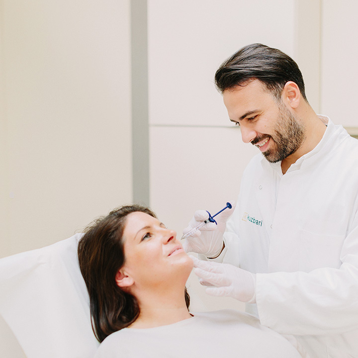 Dr Shawqi Arafat performing a wrinkle treatment at the Kuzbari Centre